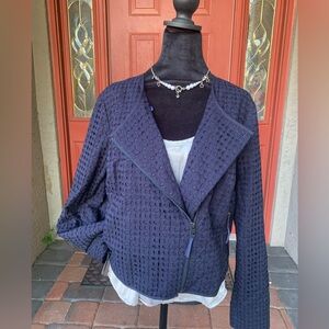 Boden Navy Eyelet Moto Jacket